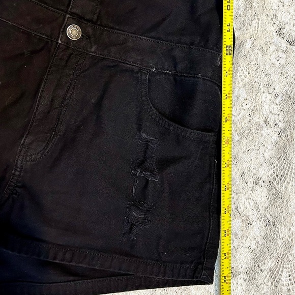 American Eagle Black Denim Distressed Shorts Overalls / medium - Picture 9 of 12